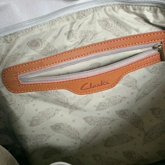 Clarks Gray Leather and Canvas Zip Top Tote - Picture 7 of 9